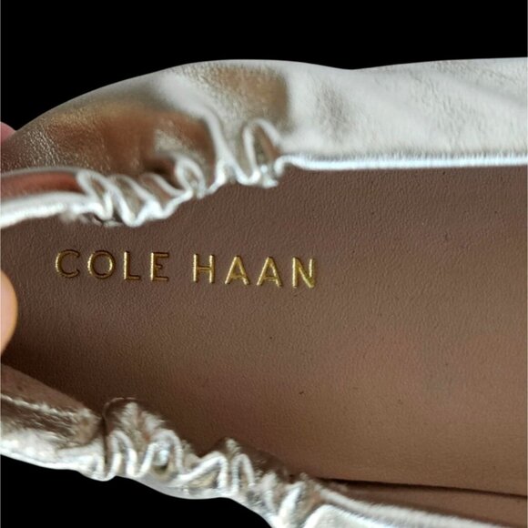 Cole Haan Platinum Gold Leather Espadrille Flats Size 9B Grand 360 New With Tags - Picture 3 of 11